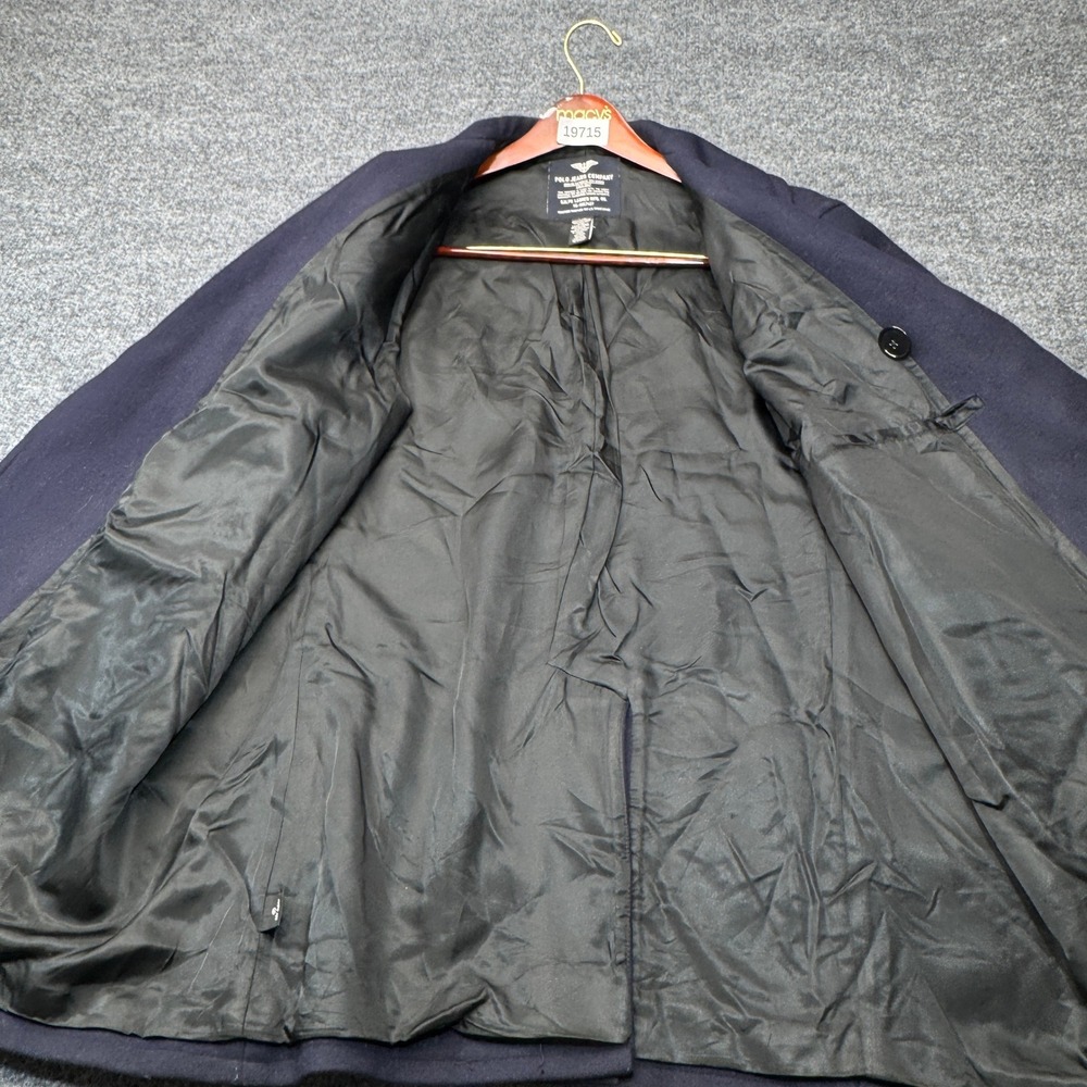 Vintage Polo Ralph Lauren Peacoat Mens Large Wool USRL Military Anchor Coat - Picture 13 of 16